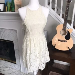 LC Lauren Conrad Off White Lace Dress